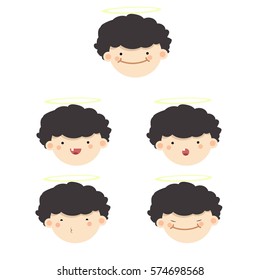 Cartoon face of angel boy