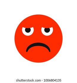 Cartoon Face angry Upset Emoji People Emotion Icon Flat Vector Illustration.Angry emoticon. Isolated vector illustration on white background