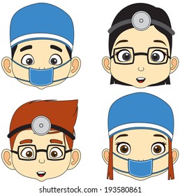 Cartoon Face Boy and girl vector illustration