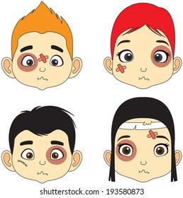Cartoon Face Boy and girl vector illustration