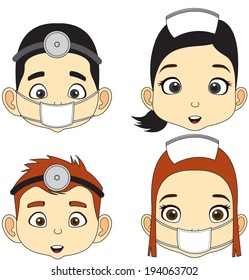 Cartoon Face Boy and girl vector illustration