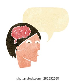 cartoon face with brain symbol