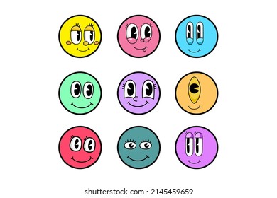 Cartoon face collection doodle emoticon vector design