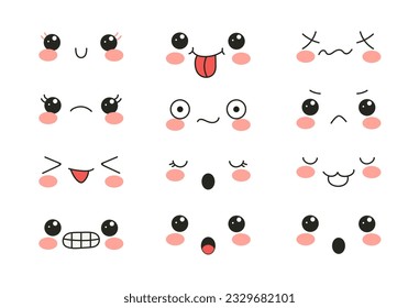 cartoon face collection  vector isolated illustration set