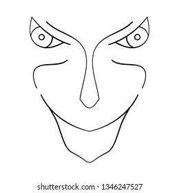 Cartoon face. Contour face drawing, sketch, graphic. Abstract face symbol, icon white background. 