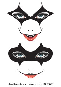 Cartoon face with creepy make up for Halloween.