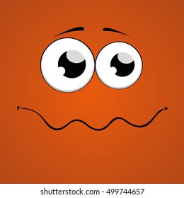 Cartoon face design. Orange background. Vector Illustration