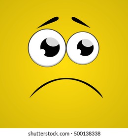 Cartoon face design. Yellow  background. Vector Illustration