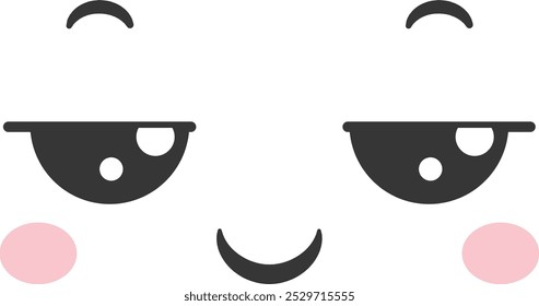 Una cara de dibujos animados muestra características amigables y atractivas con mejillas rosadas y ojos sonrientes juguetones que crean una atmósfera alegre perfecta para los diseños de los niños.