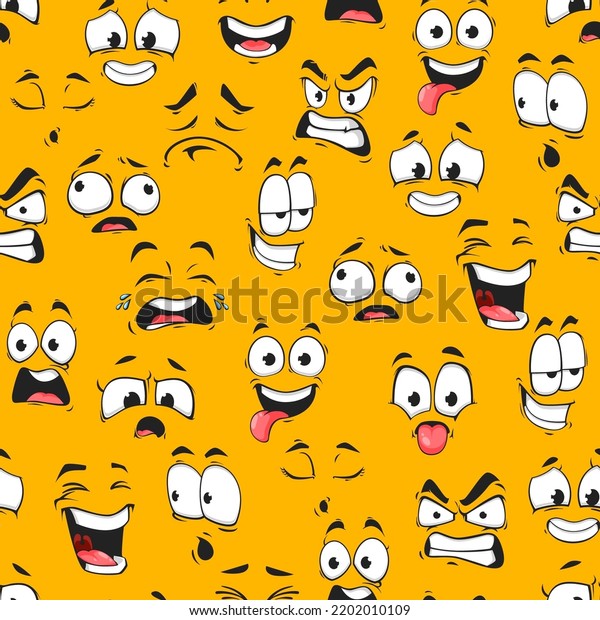 Cartoon Face Emoji Characters Vector Seamless Stock Vector (Royalty ...