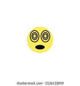 caricatura cara icono de emoji con aspecto mareado en el fondo blanco