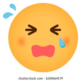 Cartoon face emoticon vector illustration / crying