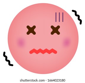 Cartoon face emoticon vector illustration / sick, poor condition