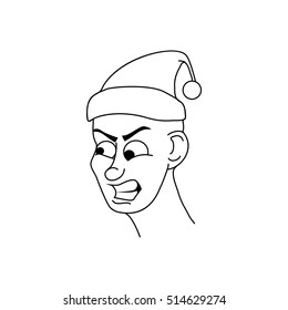 Cartoon face emotion kid in Christmas hat