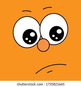 Caricatura con emoción en un fondo naranja. Historieta divertida