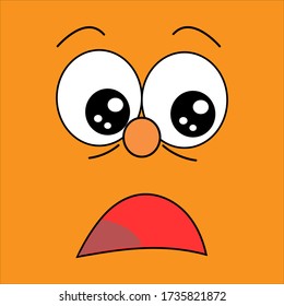 Caricatura con emoción en un fondo naranja. Historieta divertida