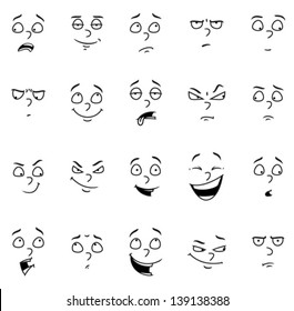 Cartoon face emotions set