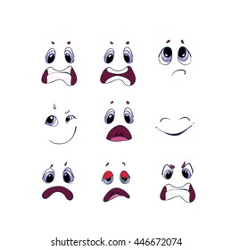 Cartoon face emotions set