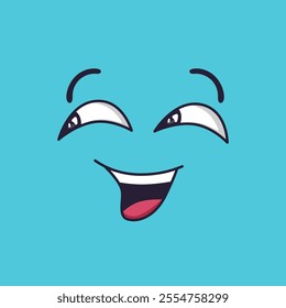 Cartoon face expressing happiness and fun, showing a cheerful mood with a laughing expression, ideal for conveying joy and positive emotions