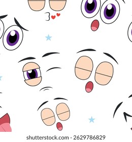 Cartoon face expression background. Vector illustration