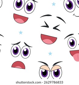 Cartoon face expression background. Vector illustration