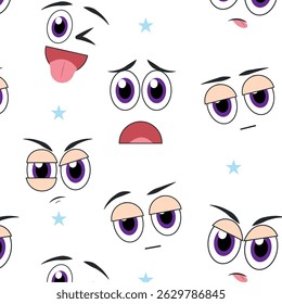 Plano de fundo de expressão de face de desenho animado. Ilustração vetorial