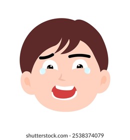 Cartoon face expression. brown hair cute boys expression