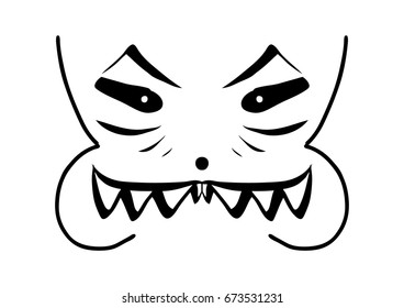 Cartoon face with expression of emotion. Vector art.