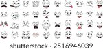 Cartoon face expression. Emotional comic face with eyes, mouths, tongue and teeth. 