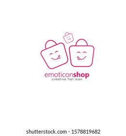Cartoon face expression line icon. Emoticon or bag-shaped emoji illustration line icons. Smile icon line art isolated vector illustration on a white background. Suitable for online shop websites