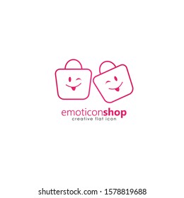 Cartoon face expression line icon. Emoticon or bag-shaped emoji illustration line icons. Smile icon line art isolated vector illustration on a white background. Suitable for online shop websites