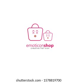 Cartoon face expression line icon. Emoticon or bag-shaped emoji illustration line icons. Smile icon line art isolated vector illustration on a white background. Suitable for online shop websites