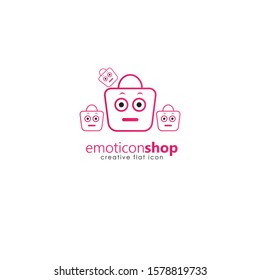 Cartoon face expression line icon. Emoticon or bag-shaped emoji illustration line icons. Smile icon line art isolated vector illustration on a white background. Suitable for online shop websites