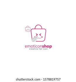 Cartoon face expression line icon. Emoticon or bag-shaped emoji illustration line icons. Smile icon line art isolated vector illustration on a white background. Suitable for online shop websites