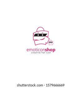 Cartoon face expression line icon. Emoticon or bag-shaped emoji illustration line icons. Smile icon line art isolated vector illustration on a white background. Suitable for online shop websites