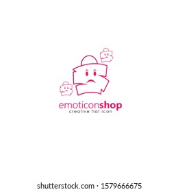 Cartoon face expression line icon. Emoticon or bag-shaped emoji illustration line icons. Smile icon line art isolated vector illustration on a white background. Suitable for online shop websites