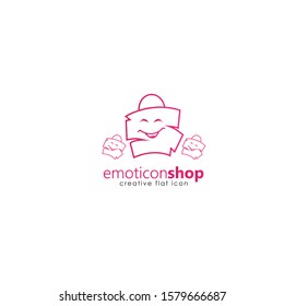 Cartoon face expression line icon. Emoticon or bag-shaped emoji illustration line icons. Smile icon line art isolated vector illustration on a white background. Suitable for online shop websites