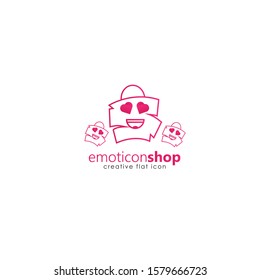 Cartoon face expression line icon. Emoticon or bag-shaped emoji illustration line icons. Smile icon line art isolated vector illustration on a white background. Suitable for online shop websites