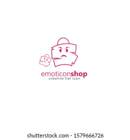Cartoon face expression line icon. Emoticon or bag-shaped emoji illustration line icons. Smile icon line art isolated vector illustration on a white background. Suitable for online shop websites