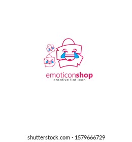 Cartoon face expression line icon. Emoticon or bag-shaped emoji illustration line icons. Smile icon line art isolated vector illustration on a white background. Suitable for online shop websites