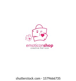Cartoon face expression line icon. Emoticon or bag-shaped emoji illustration line icons. Smile icon line art isolated vector illustration on a white background. Suitable for online shop websites