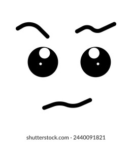 Cartoon face. The expression on the character's face. Caricatures of comic emotions or doodle emoticons. The isolated vector illustration icon is set.