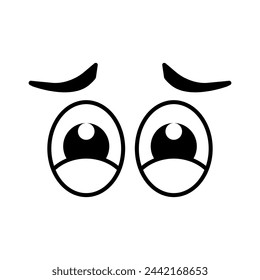Cartoon face. The expression on the character's face. Caricatures of comic emotions or doodle emoticons. The isolated vector illustration icon is set.
