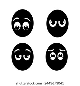 Cartoon face. The expression on the character's face. Caricatures of comic emotions or doodle emoticons. The isolated vector illustration icon is set.