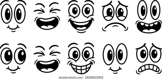 Cartoon face expression set isolated on white background vector