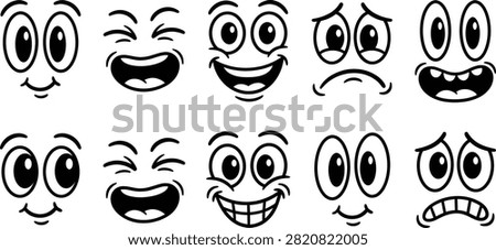 Cartoon face expression set isolated on white background vector