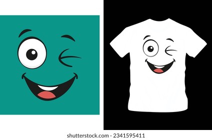 Cartoon face expressions. happy surprised faces, doodle characters mouth and eyes illustration cool shirt design editable template