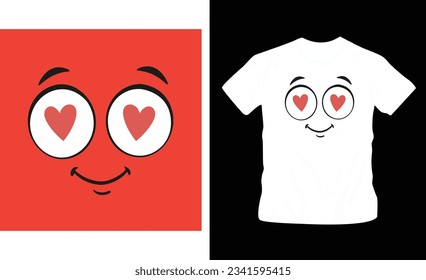 Cartoon face expressions. happy surprised faces, doodle characters mouth and eyes illustration cool shirt design editable template