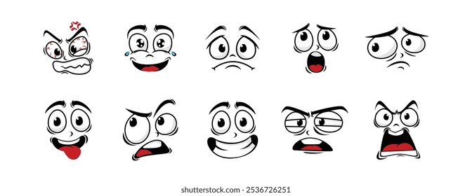 Cartoon Face Expressions Illustration, Emoticon Faces