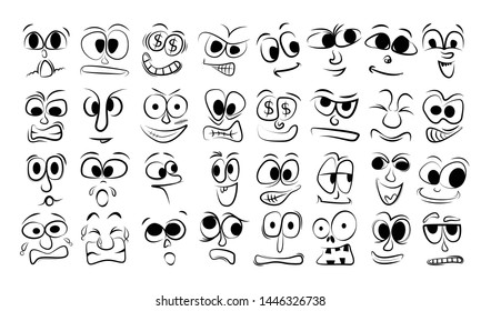 cartoon face expressions vector set